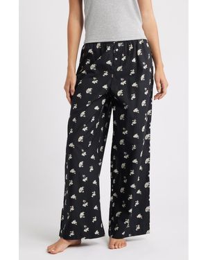 Open Edit Cotton Boxer Sleepwear Pants - Black