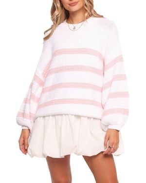 Petal & Pup Darcey Oversize Stripe Sweater - White