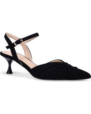 Ron White Pointy Kitten Heel Ankle Strap Pumps - Black