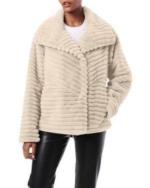 Bernardo Grooved Faux Fur Jacket - Natural