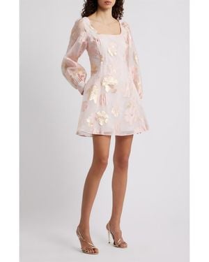 Chelsea28 Metallic Floral Jacquard Minidress - White