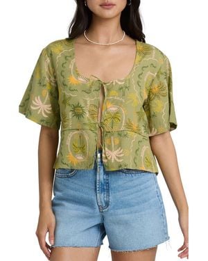 Billabong Totally Tropic Tie Front Top - Green