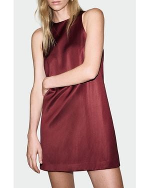 Mango Bow Back Sleeveless Satin Shift Dress - Red