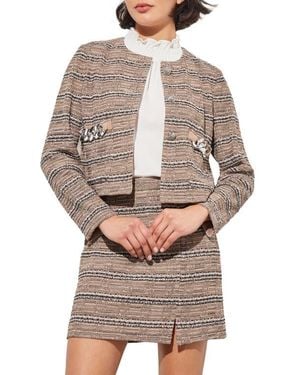 Ming Wang Heritage Crop Tweed Jacket - Gray