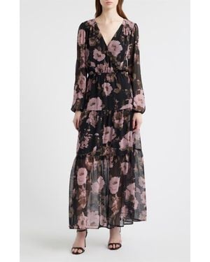 Chelsea28 Floral Print Long Sleeve Tiered Maxi Dress - Multicolor
