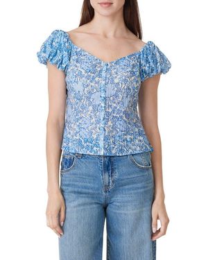 Habitual Seamed Button-Up Top - Blue