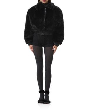 AFRM Adelaide Faux Fur Crop Coat - Black