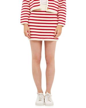 English Factory Stripe Miniskirt - Red