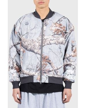 Pleasures X Realtree Edge Dragon Water Resistant Satin Bomber Jacket - Gray