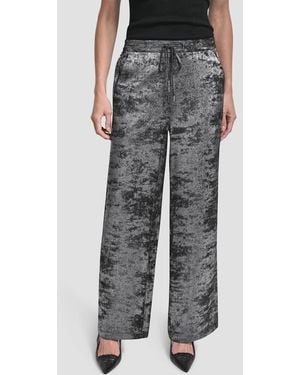 DKNY Wide Leg Liquid Velvet Pants - Black