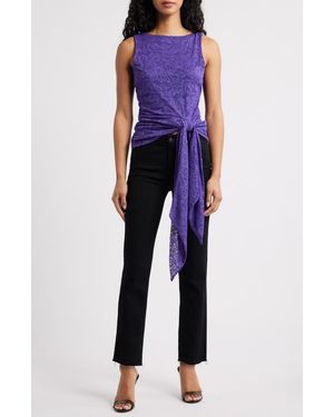 AFRM Batya Backless Lace Top - Blue