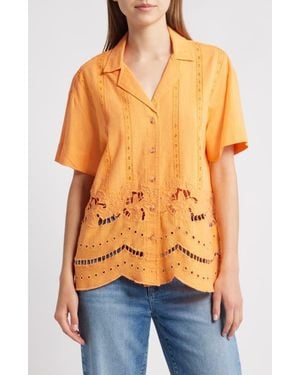 Damson Madder Martina Oversize Eyelet Button-Up Shirt - Orange