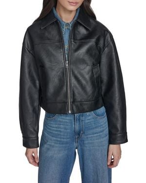 Levi's Boxy Faux Leather Bomber Jacket - Black