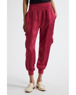 Cinq À Sept Giles Cupro Crop Cargo Sweatpants - Red