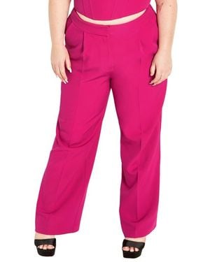 City Chic Alexis High Waist Wide Leg Pants - Red