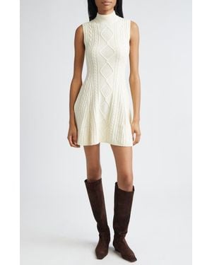 STAUD Charade Wool Blend Sweater Dress - White