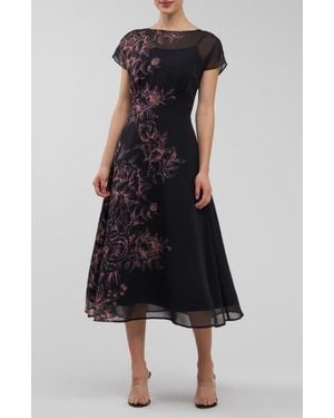 Kay Unger Mariellla Floral Cocktail Dress - Black