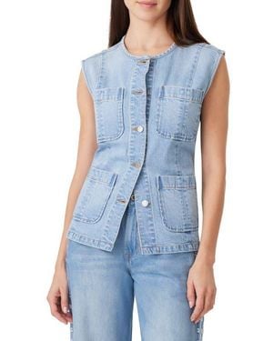 Habitual Collarless Denim Vest - Blue