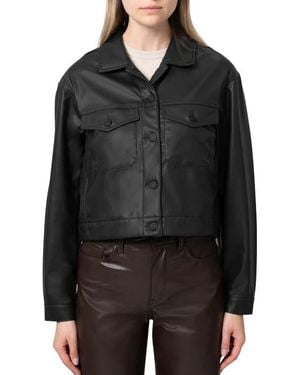 Mavi Maren Coated Button-Front Jacket - Black