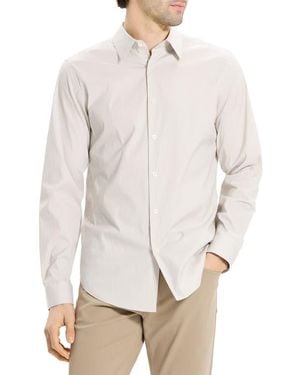 Theory Sylvian Pinstripe Stretch Cotton & Nylon Button-Up Shirt - White