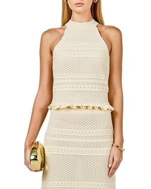 Endless Rose Pointelle Mock Neck Sweater Tank - Natural