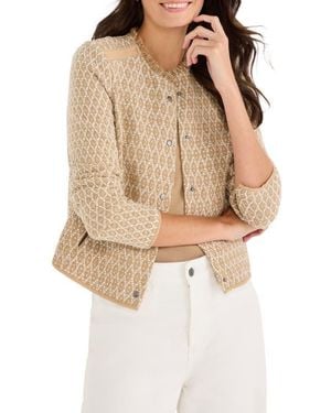 NIC+ZOE Brocade Jacquard Fringe Jacket - Natural