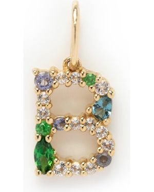 Local Eclectic Solid 9K & Semiprecious Stone Initial Charm - Green