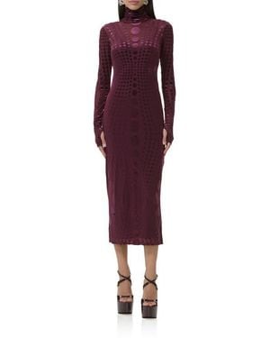 AFRM Shailene Long Sleeve Burnout Velvet Dress - Purple