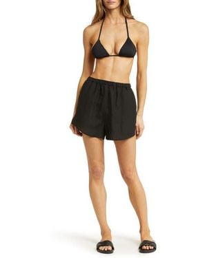 Vitamin A Tallows Linen Cover-Up Shorts - Black