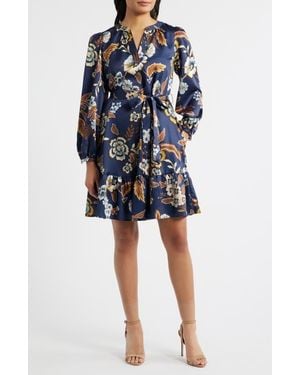 Julia Jordan Floral Long Sleeve Dress - Blue