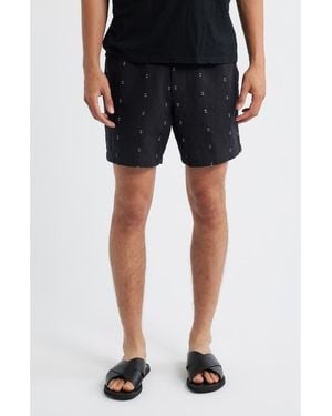 Rag & Bone Marc Embroidered Cotton & Linen Drawstring Shorts - Blue