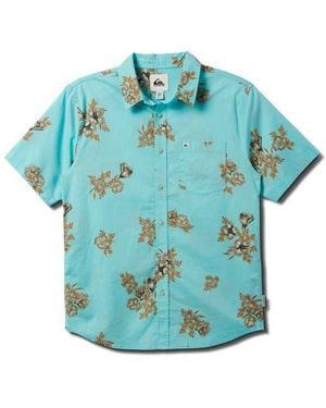 Quiksilver Habitats Classic Short Sleeve Button-Up Shirt - Blue