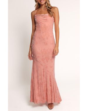 Petal & Pup Floral Velvet Burnout Maxi Dress - Pink