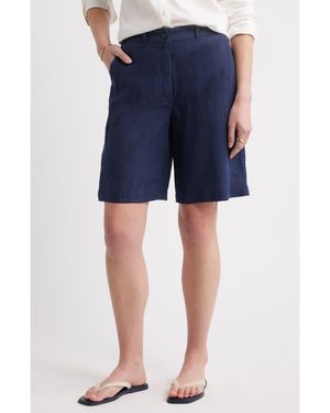 Caslon Easy Waist Linen Bermuda Shorts - Blue