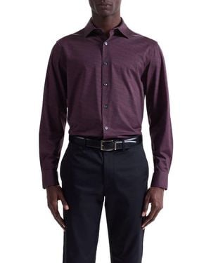 Bugatchi James Ooohcotton Herringbone Button-Up Shirt - Blue