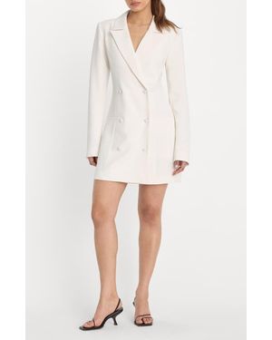 GOOD AMERICAN Luxe Suiting Exec Long Sleeve Blazer Minidress - White