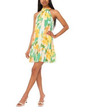 Halogen® Floral High Neck Minidress - Yellow