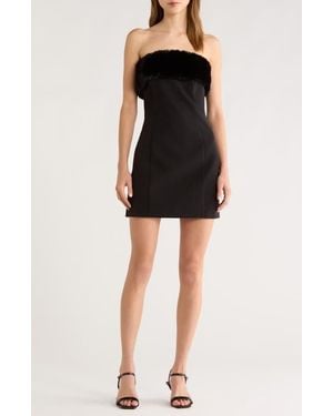 Astr Amya Strapless Faux Fur Minidress - Black