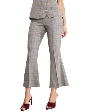 GOOD AMERICAN Plaid Kick Flare Pants - Gray