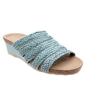 David Tate Fabiana Platform Wedge Slide Sandal - Blue