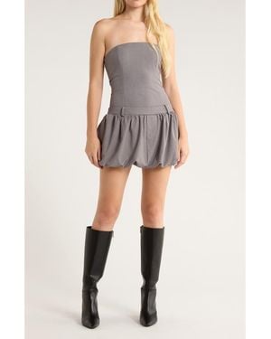 Nia Valentina Strapless Bubble Minidress - Gray