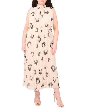 Halogen® Daisy Print Sleeveless Pleated Maxi Dress - Pink