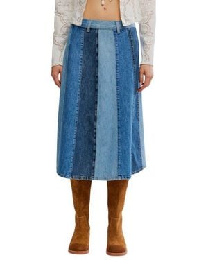 Free People Sunbeam Denim Midi Skirt - Blue