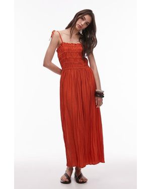 TOPSHOP Shirred Bodice Midi Dress