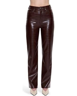 Pistola Cassie Embossed Faux Leather Flare Pants - Purple