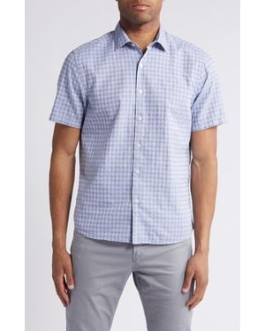 Robert Barakett Dearborn Short Sleeve Button-Up Shirt - Blue