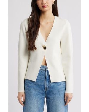 Open Edit Structured One-Button Cardigan - White