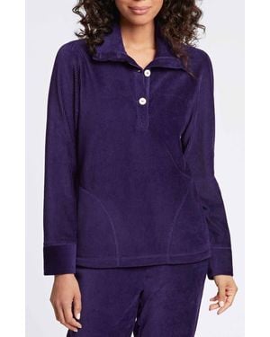 Foxcroft Sammy Corduroy Polo Sweater - Purple