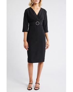 Eliza J Faux Wrap Cocktail Dress - Black