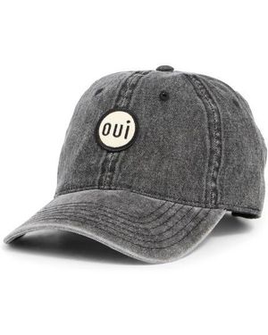 Clare V. Oui Patch Denim Baseball Cap - Black